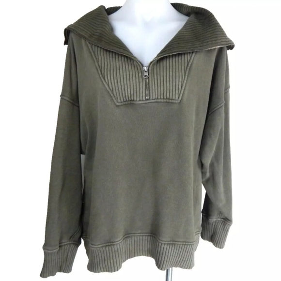 Aerie Down To Earth Quarter Zip Sweatshirt - Picture 1 of 3